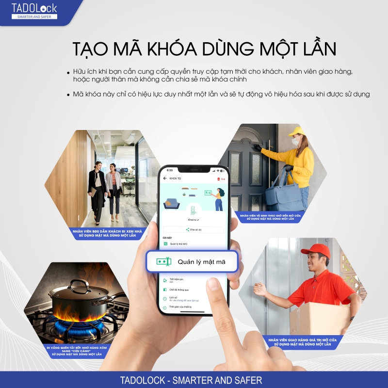 KHÓA THÔNG MINH TADOLock Cửa gỗ (Vàng hồng cổ điển)